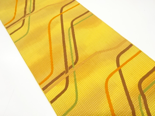 本場筑前博多　幾何学模様織り出し　名古屋帯